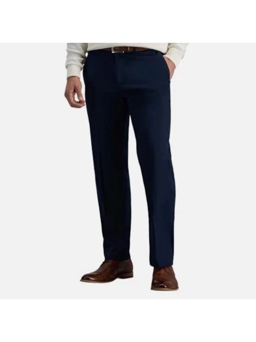 Haggar Men's Premium Straight Fit No Iron Khaki Navy Pants Sz 32Wx34L